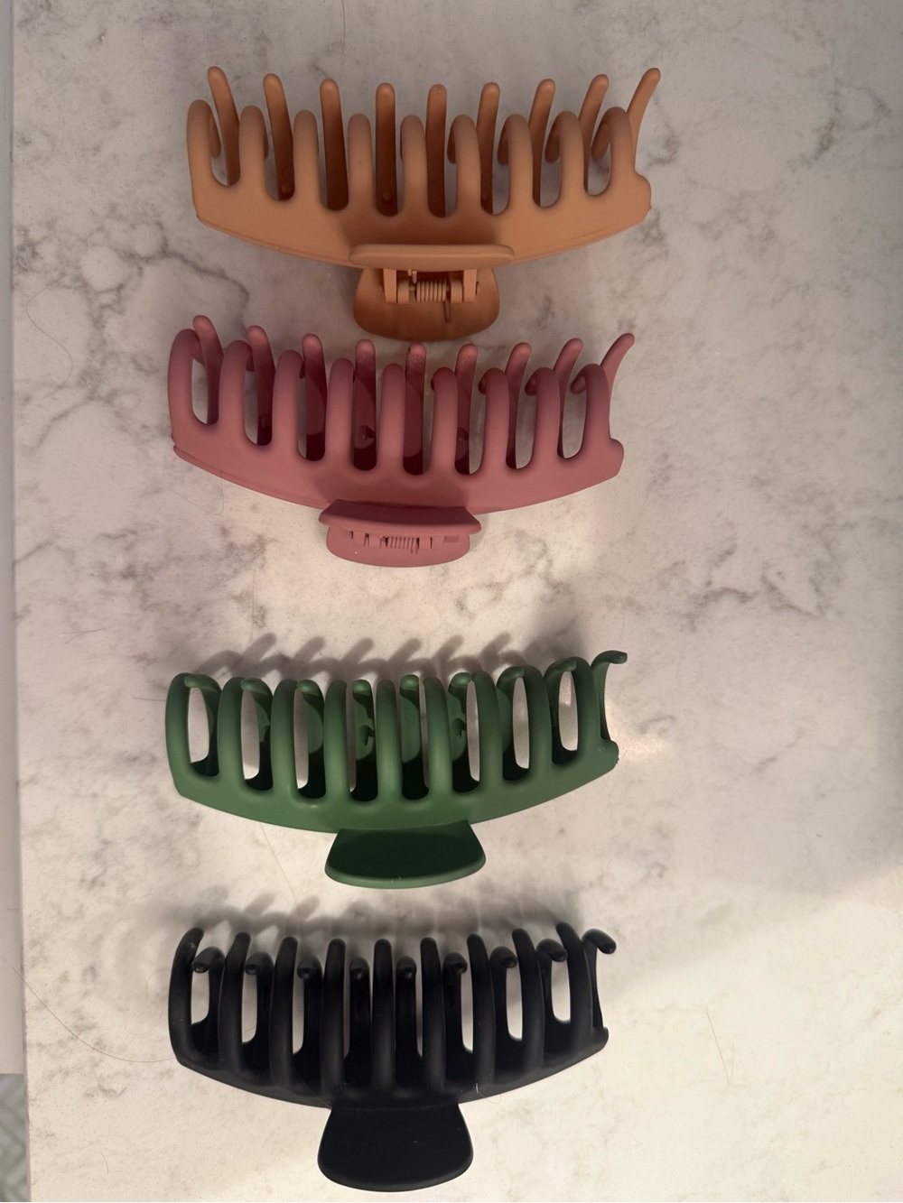 Women Matte Hair Claw Clip - Set of 4 (Peach, Mauve, Green, Black)